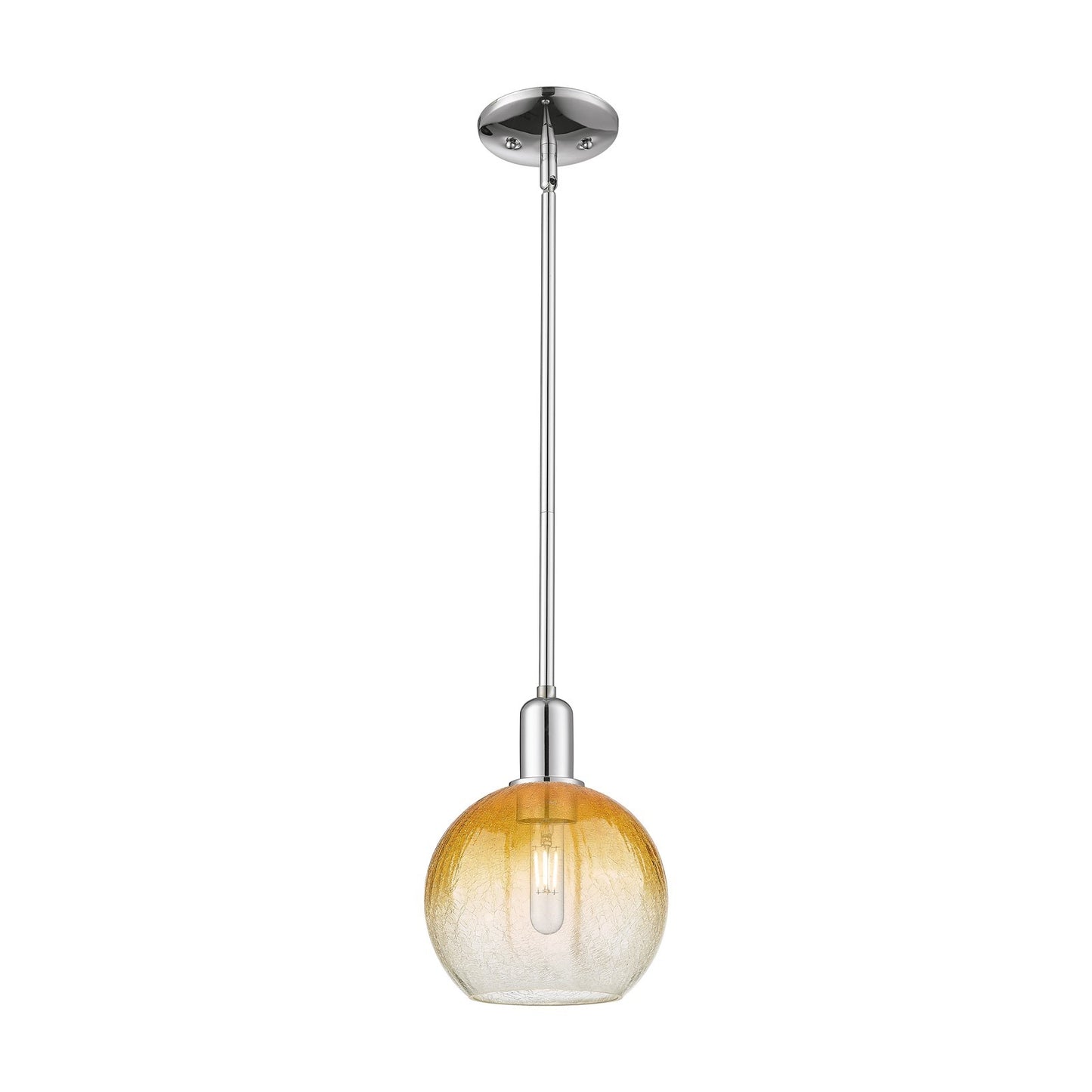 Innovations Brookhaven Globe 8in 1-Light Mini Pendant | Industrial Polished Chrome and Amber Glass | Kitchen Island & Dining | Model 716-1S-PC-G483-8AM