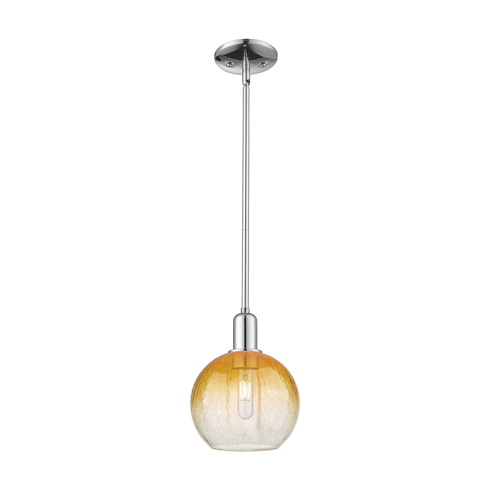 Innovations Brookhaven Globe 8in 1-Light Mini Pendant | Industrial Polished Chrome and Amber Glass | Kitchen Island & Dining | Model 716-1S-PC-G483-8AM