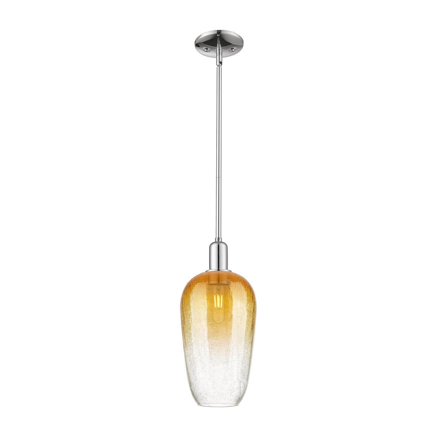 Innovations Brookhaven Flute 7in 1-Light Mini Pendant | Industrial Polished Chrome Steel and Amber Glass | Kitchen Island & | Model 716-1S-PC-G484-7AM