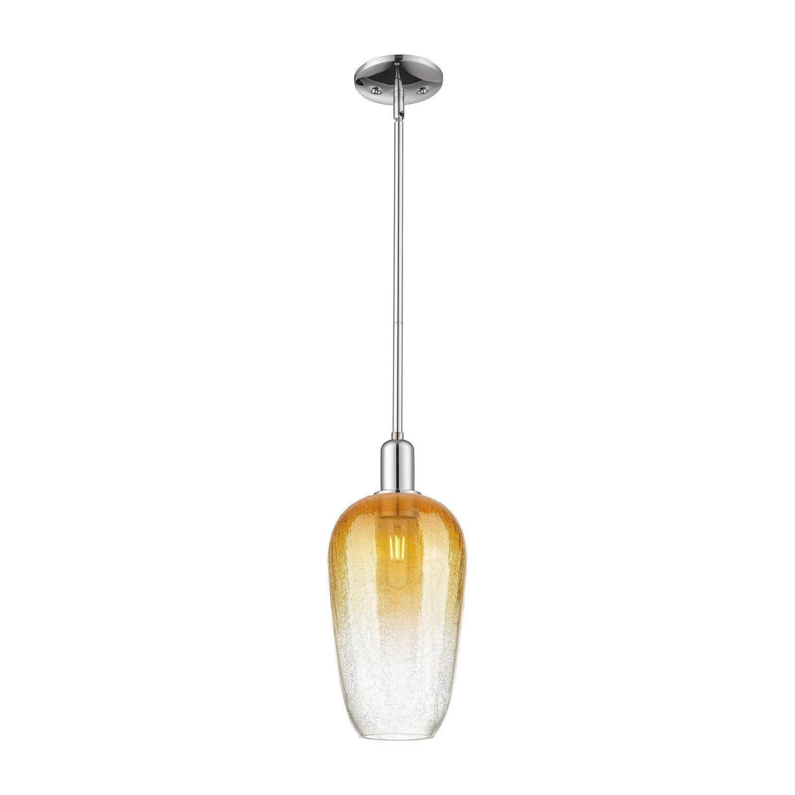 Innovations Brookhaven Flute 7in 1-Light Mini Pendant | Industrial Polished Chrome Steel and Amber Glass | Kitchen Island & | Model 716-1S-PC-G484-7AM