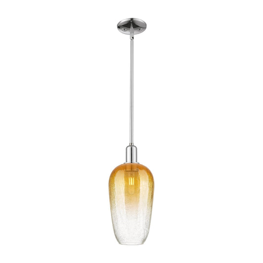 Innovations Brookhaven Flute 7in 1-Light Mini Pendant | Industrial Polished Chrome Steel and Amber Glass | Kitchen Island & | Model 716-1S-PC-G484-7AM