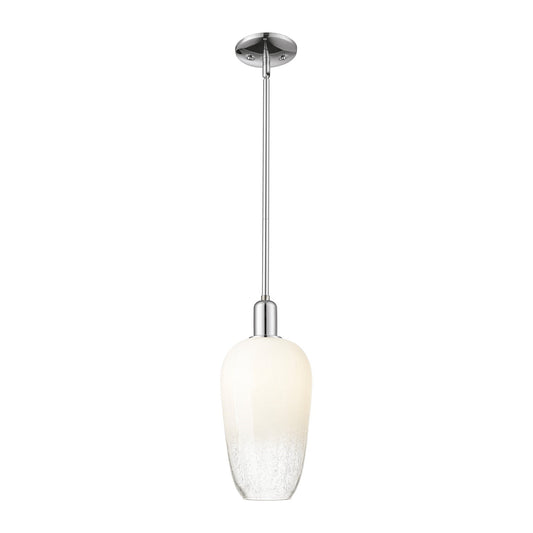 Innovations Brookhaven Flute 7in 1-Light Mini Pendant | Industrial Polished Chrome Steel and Opal Glass | Kitchen Island & | Model 716-1S-PC-G484-7OP