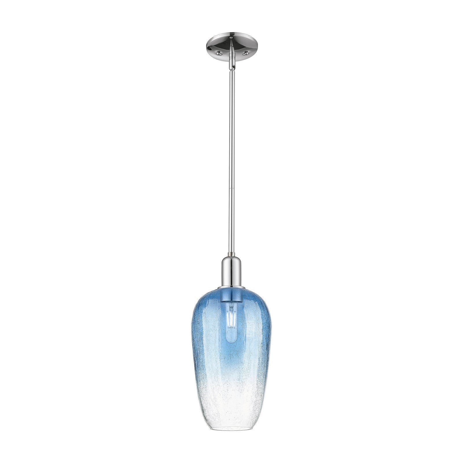 Innovations Brookhaven Flute 7in 1-Light Mini Pendant | Industrial Polished Chrome and Sapphire Blue Glass | Kitchen Island & | Model 716-1S-PC-G484-7SB