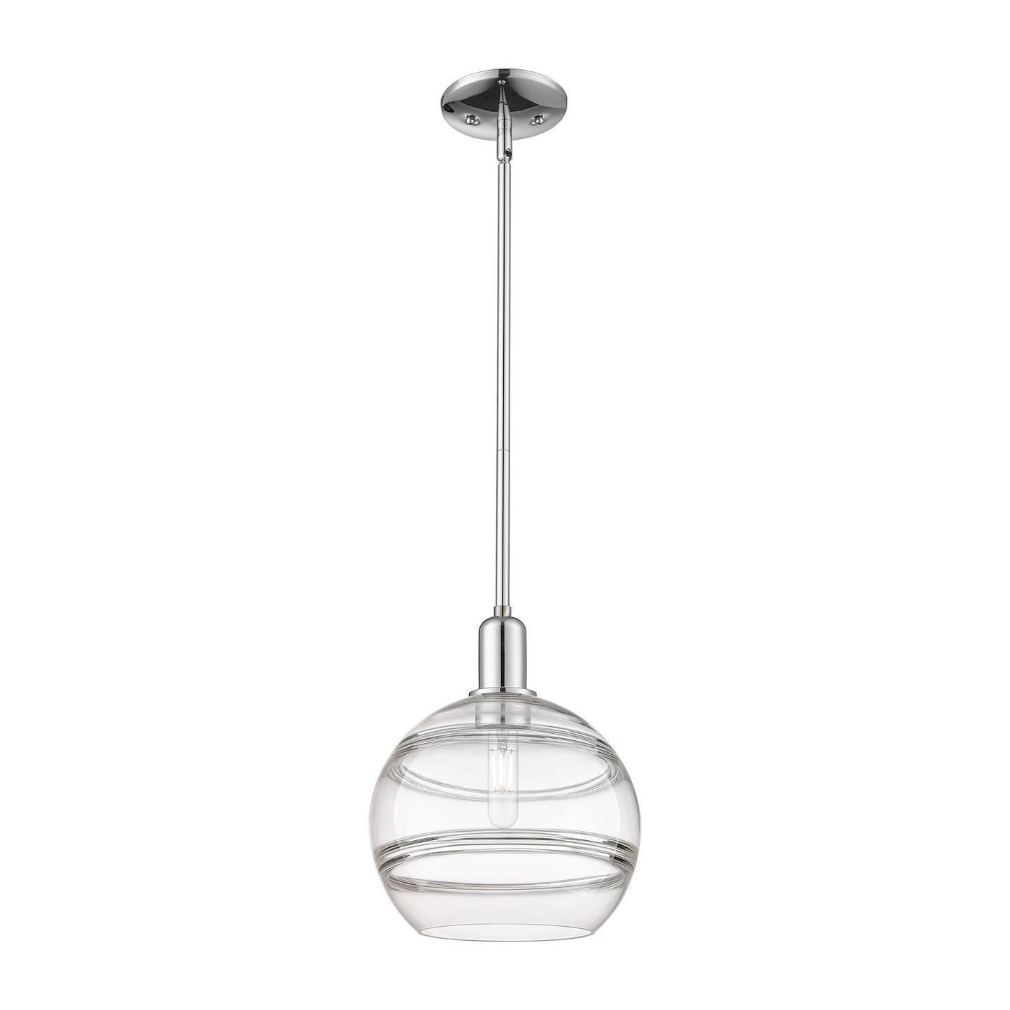 Innovations Rochester 10in 1-Light Mini Pendant | Industrial Polished Chrome Steel and Clear Glass | Kitchen Island & Dining | Model 716-1S-PC-G556-10CL