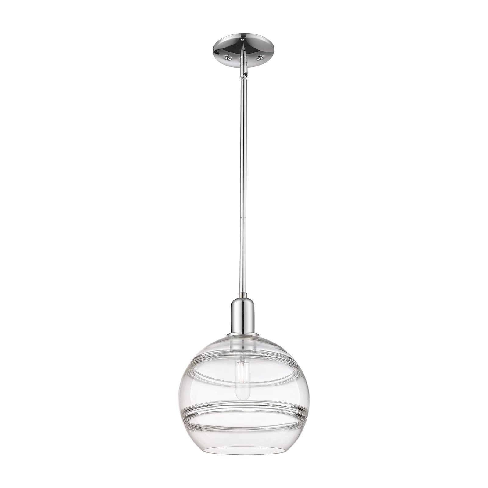 Innovations Rochester 10in 1-Light Mini Pendant | Industrial Polished Chrome Steel and Clear Glass | Kitchen Island & Dining | Model 716-1S-PC-G556-10CL