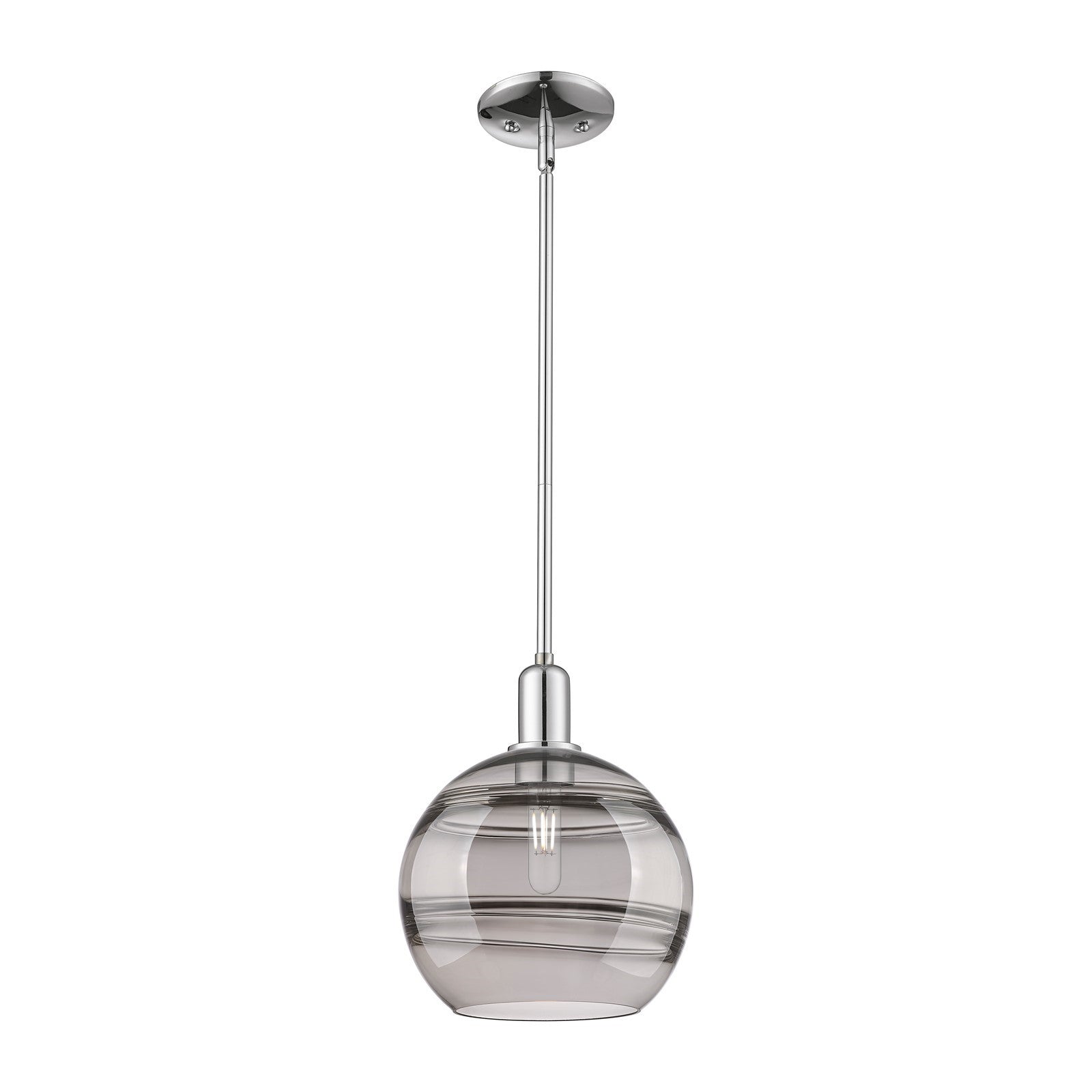 Innovations Rochester 10in 1-Light Mini Pendant | Industrial Polished Chrome and Light Smoke Glass | Kitchen Island & Dining | Model 716-1S-PC-G556-10SM