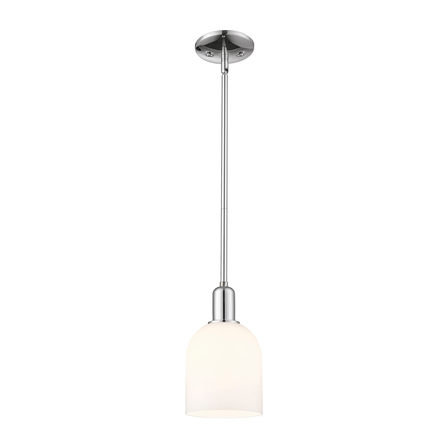 Innovations Bella 6in 1-Light Mini Pendant | Industrial Modern Polished Chrome and White Glass | Kitchen Island & Dining Room | Model 716-1S-PC-G558-6GWH