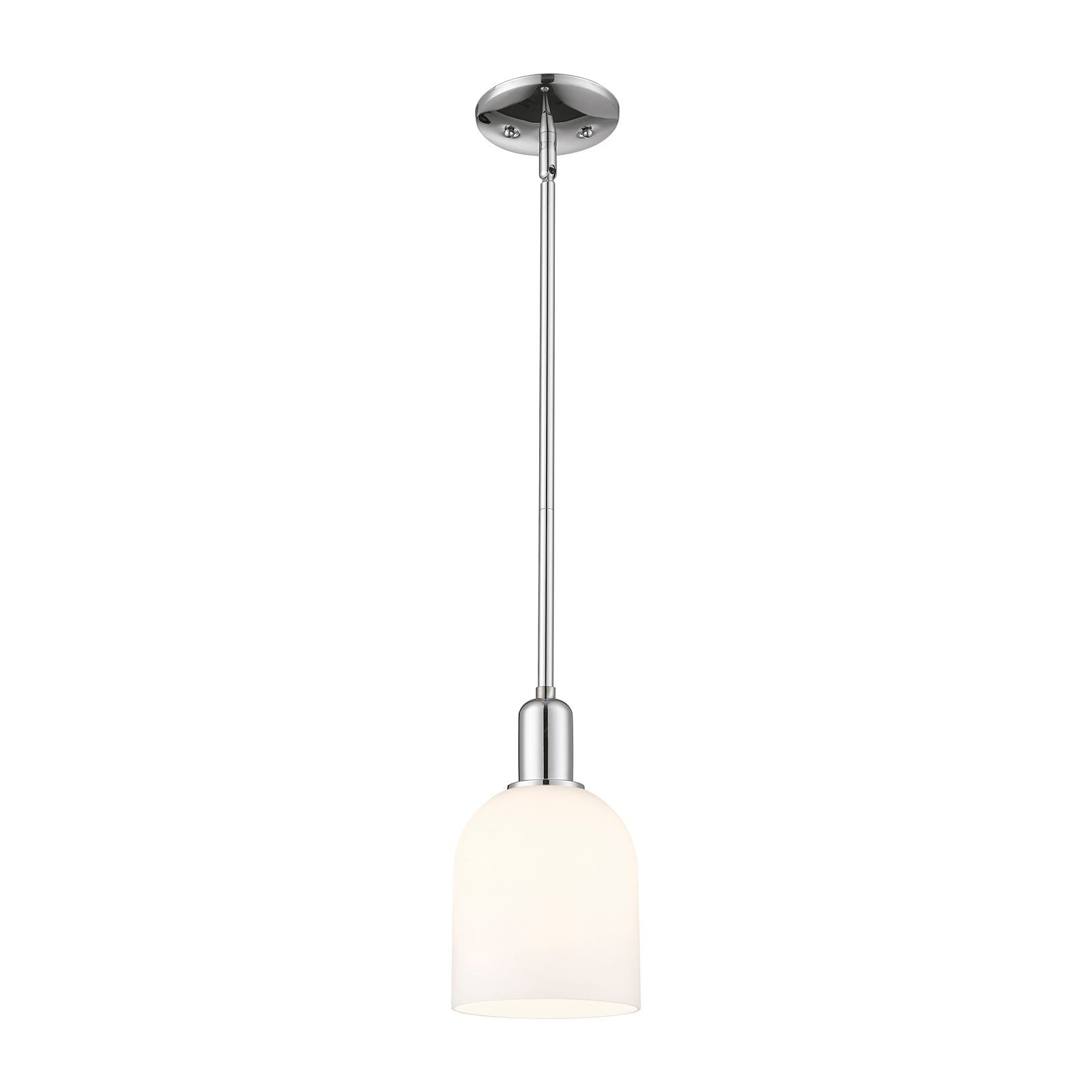Innovations Bella 6in 1-Light Mini Pendant | Industrial Modern Polished Chrome and White Glass | Kitchen Island & Dining Room | Model 716-1S-PC-G558-6GWH