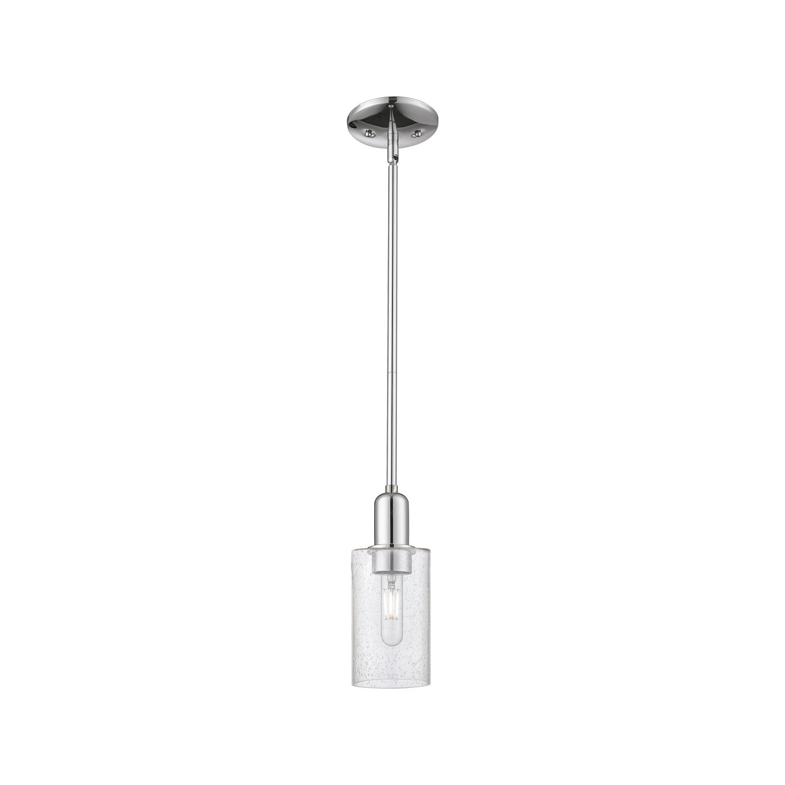 Innovations Clymer 4in 1-Light Mini Pendant | Industrial Polished Chrome Steel and Seedy Glass | Kitchen Island & Breakfast Bar | Model 716-1S-PC-G804