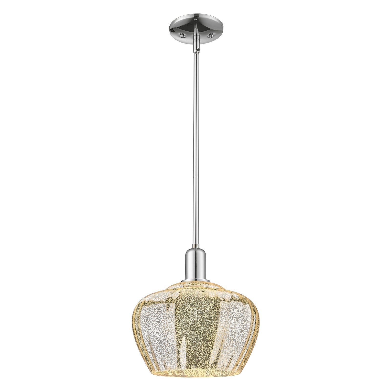 Innovations Fenton 11in 1-Light Mini Pendant | Industrial Polished Chrome and Mercury Ribbed Glass | Kitchen Island & Dining Room | Model 716-1S-PC-G96-L