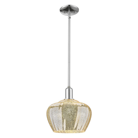 Innovations Fenton 11in 1-Light Mini Pendant | Industrial Polished Chrome and Mercury Ribbed Glass | Kitchen Island & Dining Room | Model 716-1S-PC-G96-L