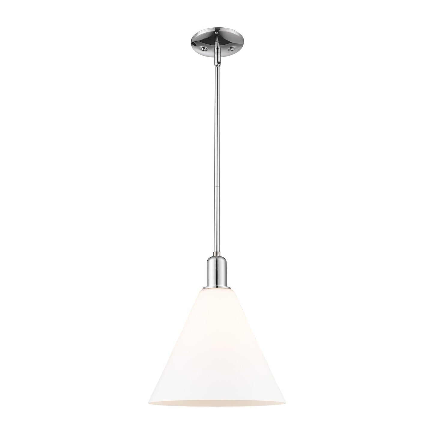 Innovations Berkshire Glass 12in 1-Light Mini Pendant | Industrial Polished Chrome and Matte White Glass | Kitchen Island & | Model 716-1S-PC-GBC-121