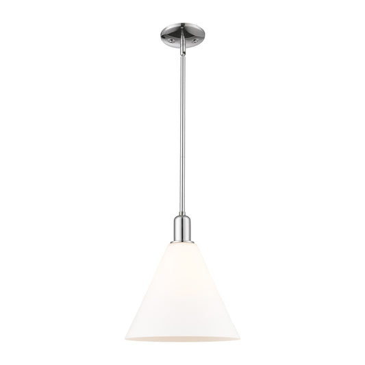 Innovations Berkshire Glass 12in 1-Light Mini Pendant | Industrial Polished Chrome and Matte White Glass | Kitchen Island & | Model 716-1S-PC-GBC-121