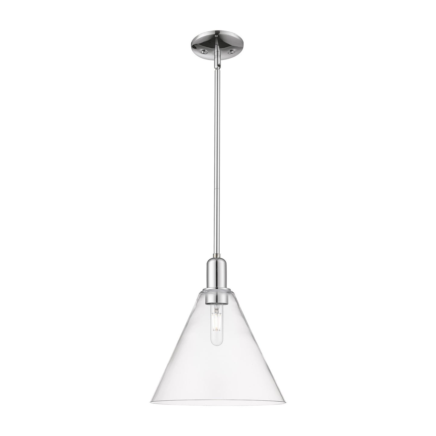 Innovations Berkshire 12in 1-Light Mini Pendant | Industrial Polished Chrome Steel and Clear Glass | Kitchen Island & Dining | Model 716-1S-PC-GBC-122