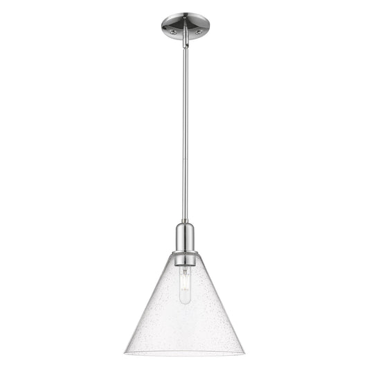 Innovations Berkshire Glass 12in 1-Light Mini Pendant | Industrial Polished Chrome Steel and Seedy Glass | Kitchen Island & | Model 716-1S-PC-GBC-124
