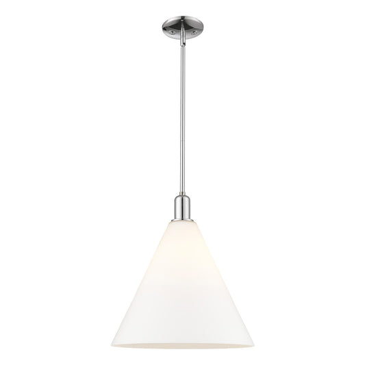 Innovations Berkshire Glass 16in 1-Light Mini Pendant | Industrial Polished Chrome and Matte White Glass | Kitchen Island & | Model 716-1S-PC-GBC-161