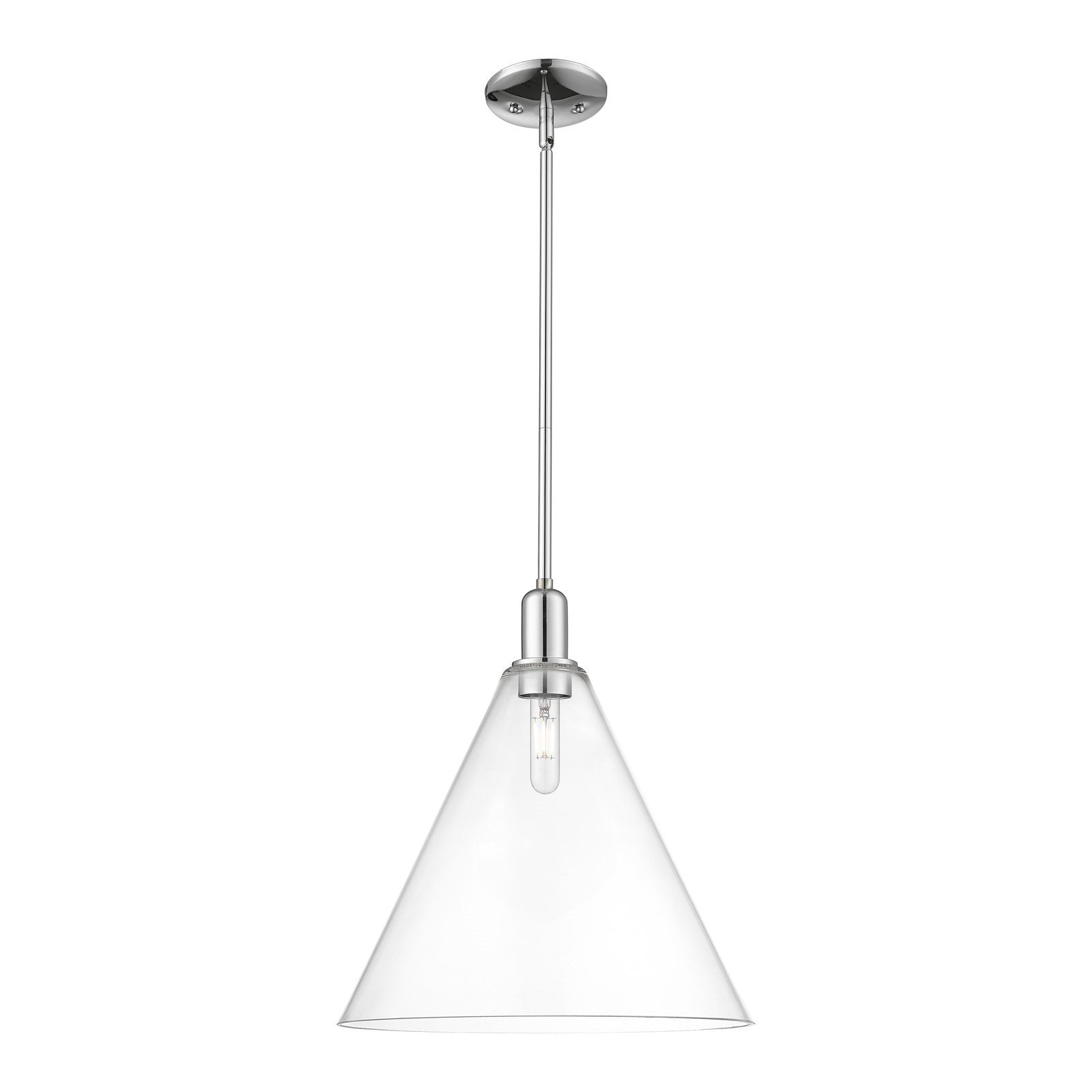 Innovations Berkshire Glass 16in 1-Light Mini Pendant | Industrial Modern Polished Chrome and Clear Cone Glass | Kitchen Island | Model 716-1S-PC-GBC-162