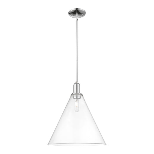Innovations Berkshire Glass 16in 1-Light Mini Pendant | Industrial Modern Polished Chrome and Clear Cone Glass | Kitchen Island | Model 716-1S-PC-GBC-162