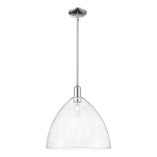 Innovations Berkshire Glass 16in 1-Light Mini Pendant | Industrial Polished Chrome and Seedy Glass | Kitchen Island & Dining | Model 716-1S-PC-GBC-164