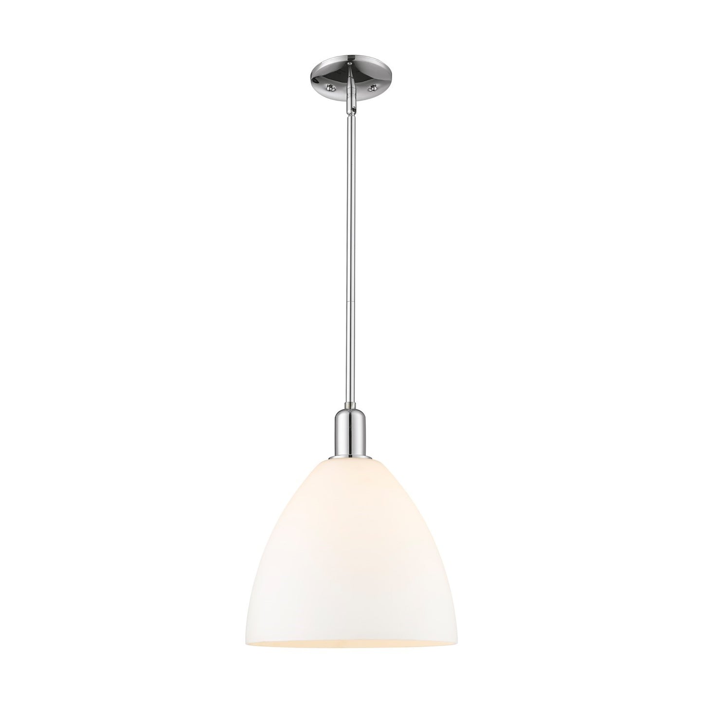Innovations Bristol 12in 1-Light Mini Pendant | Industrial Modern Polished Chrome and Matte White Glass | Kitchen Island & | Model 716-1S-PC-GBD-121