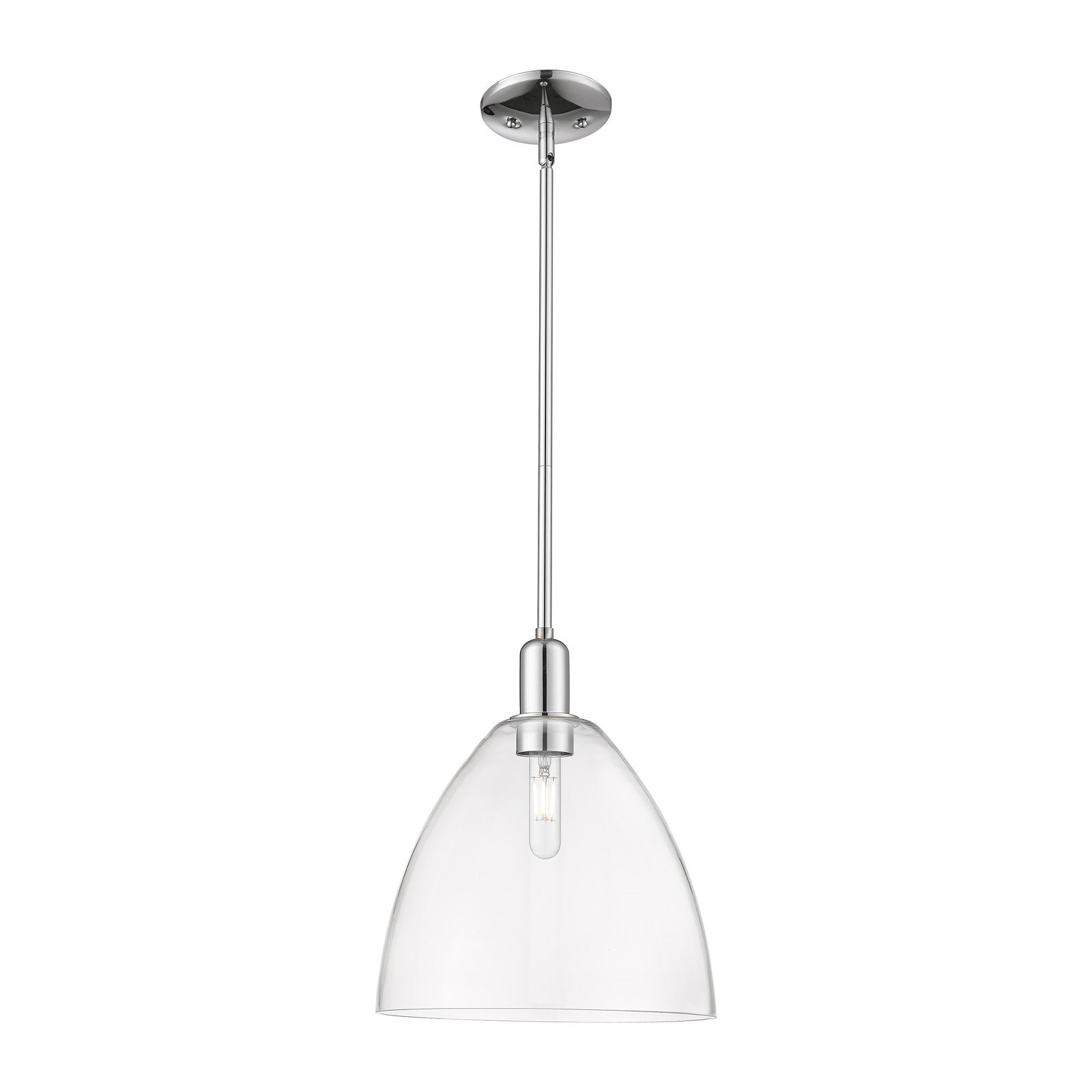 Innovations Bristol 12in 1-Light Mini Pendant | Industrial Polished Chrome Steel and Clear Glass | Kitchen Island & Dining Room | Model 716-1S-PC-GBD-122