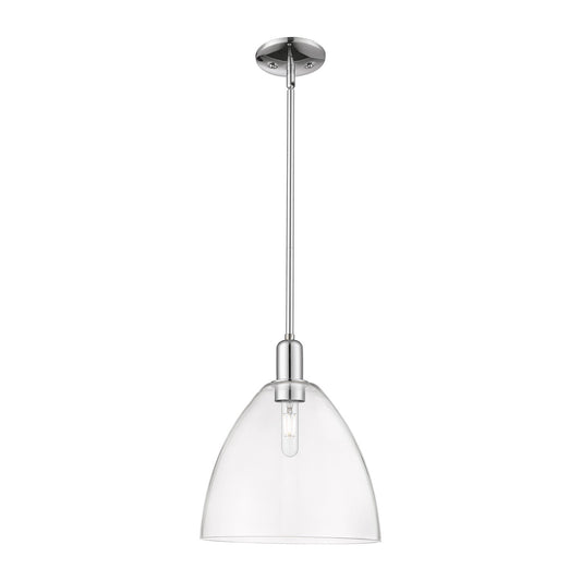 Innovations Bristol 12in 1-Light Mini Pendant | Industrial Polished Chrome Steel and Clear Glass | Kitchen Island & Dining Room | Model 716-1S-PC-GBD-122