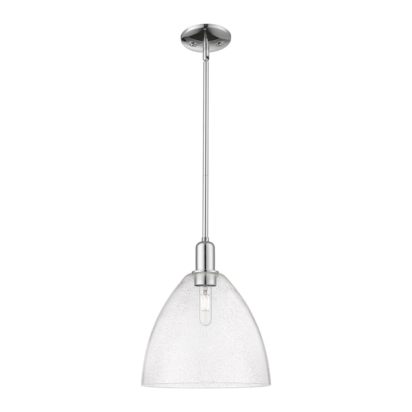 Innovations Bristol 12in 1-Light Mini Pendant | Industrial Polished Chrome Steel and Seedy Glass | Kitchen Island & Dining Room | Model 716-1S-PC-GBD-124