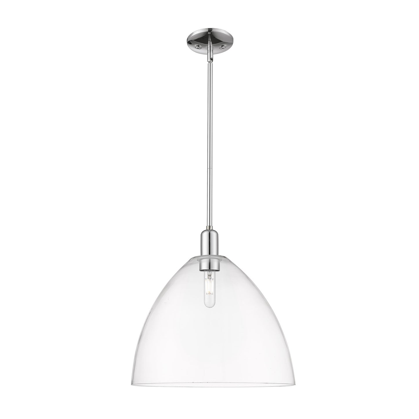 Innovations Bristol 16in 1-Light Mini Pendant | Industrial Polished Chrome Steel and Clear Glass | Kitchen Island & Dining Room | Model 716-1S-PC-GBD-162