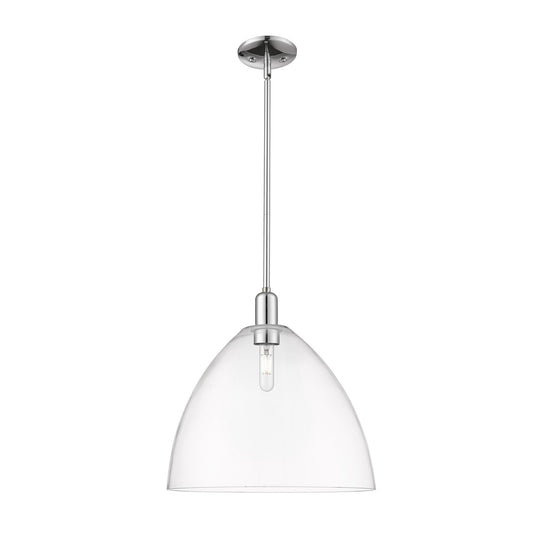 Innovations Bristol 16in 1-Light Mini Pendant | Industrial Polished Chrome Steel and Clear Glass | Kitchen Island & Dining Room | Model 716-1S-PC-GBD-162