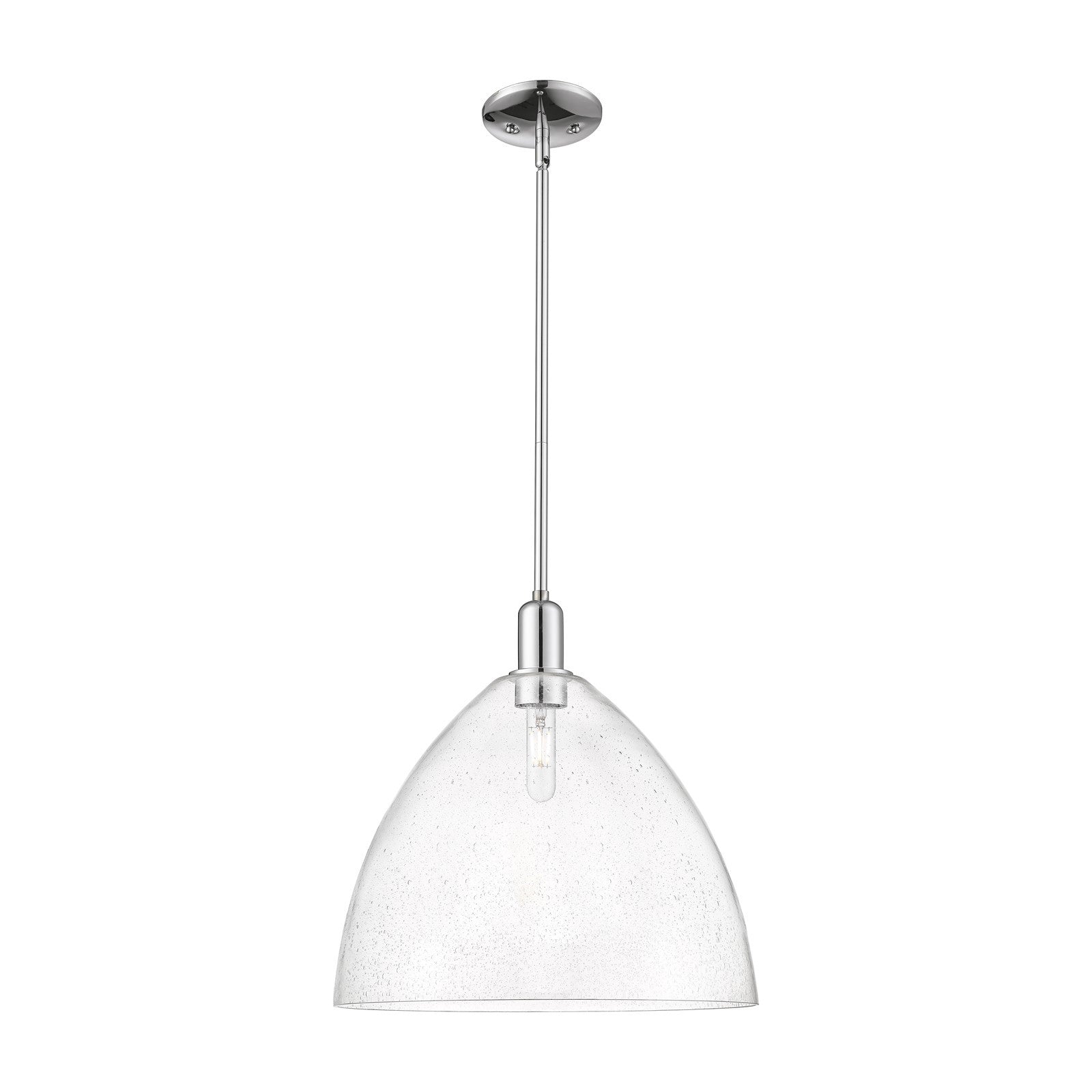 Innovations Bristol 16in 1-Light Mini Pendant | Industrial Polished Chrome Steel and Seedy Glass | Kitchen Island & Dining Room | Model 716-1S-PC-GBD-164