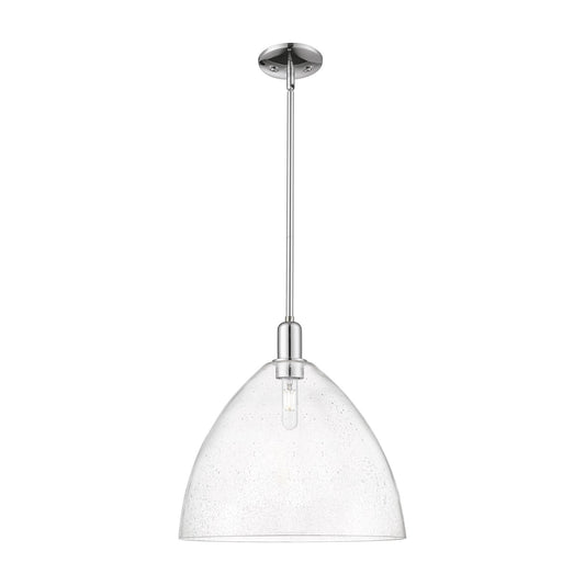 Innovations Bristol 16in 1-Light Mini Pendant | Industrial Polished Chrome Steel and Seedy Glass | Kitchen Island & Dining Room | Model 716-1S-PC-GBD-164