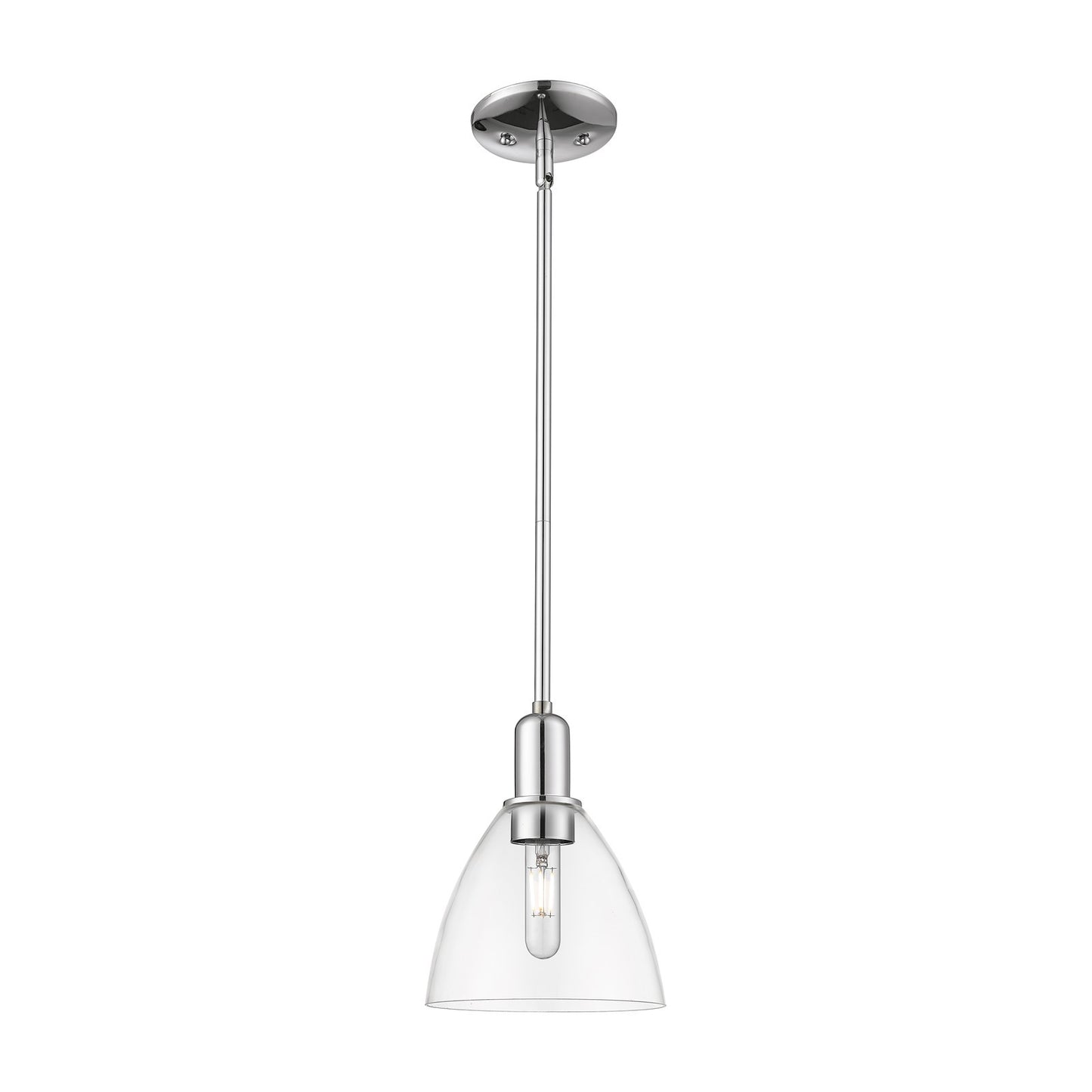 Innovations Lighting Bristol 7.5in 1-Light Mini Pendant | Industrial Polished Chrome and Clear Glass | Kitchen Island & Dining | Model 716-1S-PC-GBD-752