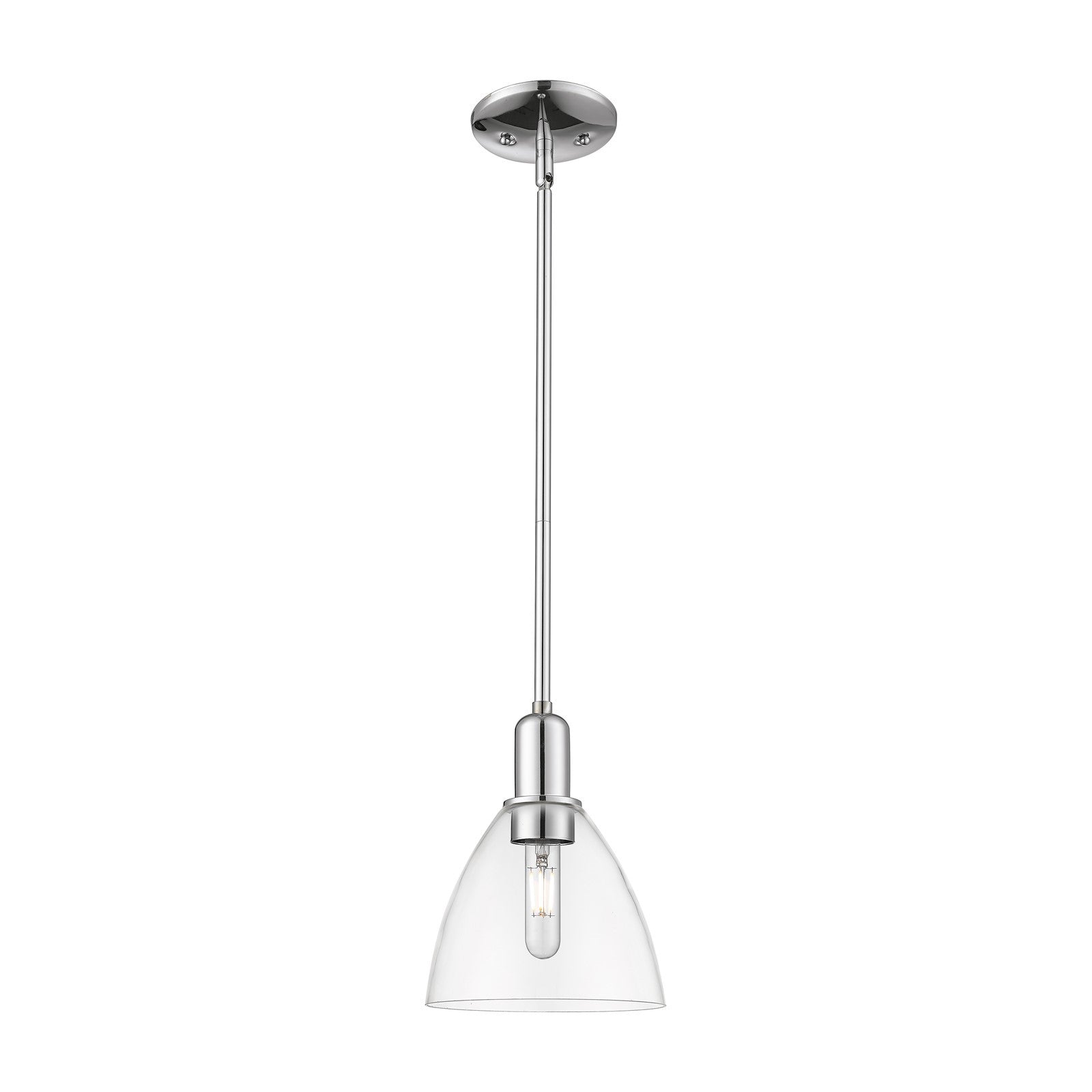 Innovations Lighting Bristol 7.5in 1-Light Mini Pendant | Industrial Polished Chrome and Clear Glass | Kitchen Island & Dining | Model 716-1S-PC-GBD-752