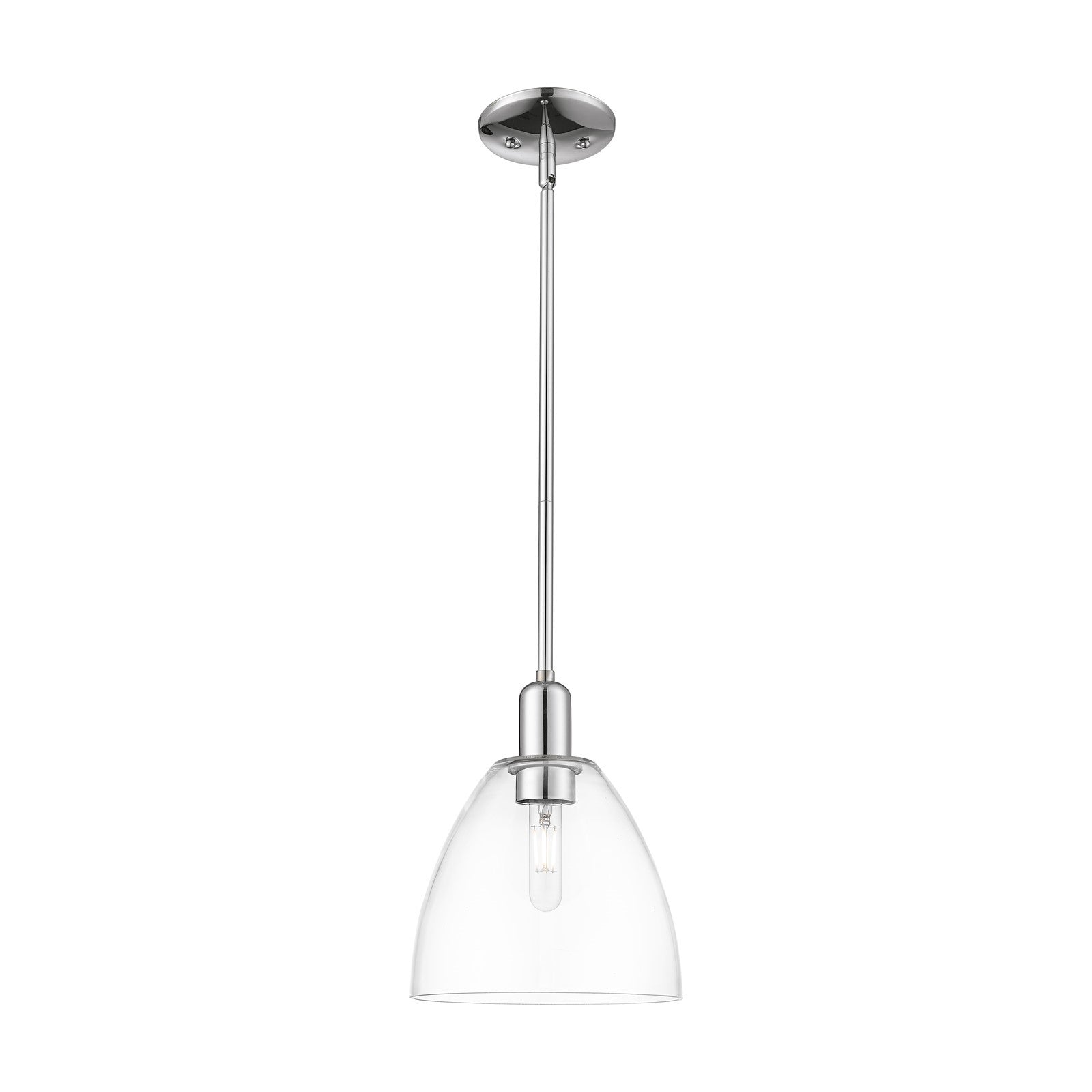 Innovations Bristol 9in 1-Light Mini Pendant | Industrial Polished Chrome Steel and Clear Glass | Kitchen Island & Dining Room | Model 716-1S-PC-GBD-92