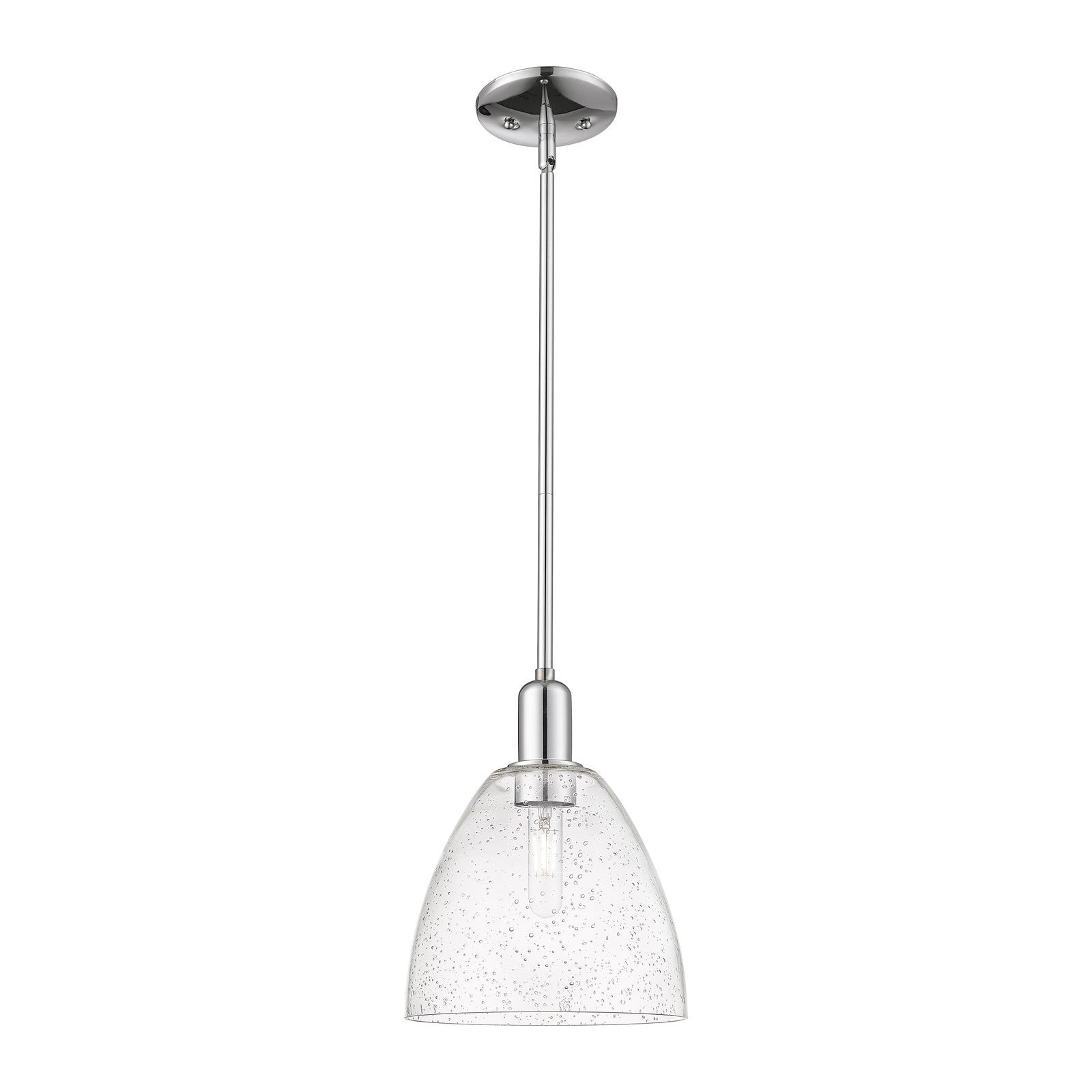 Innovations Bristol 9in 1-Light Mini Pendant | Industrial Polished Chrome Steel and Seedy Glass Dome | Kitchen Island & Dining | Model 716-1S-PC-GBD-94