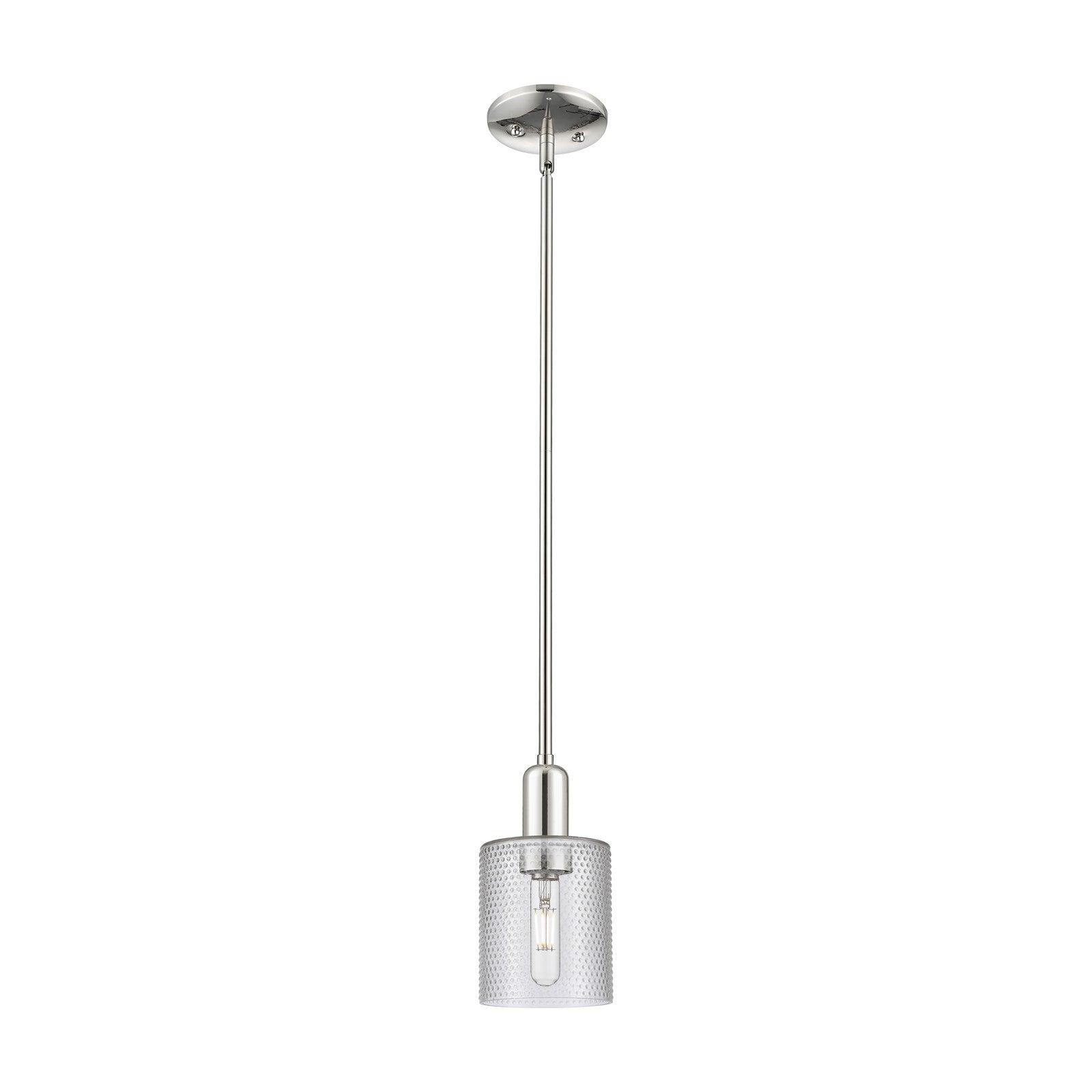 Innovations Cobbleskill 5in 1-Light Mini Pendant | Industrial Modern Polished Nickel and Clear Glass | Kitchen Island & Dining Room | Model 716-1S-PN-G112