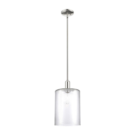 Innovations Cobbleskill 9in 1-Light Mini Pendant | Industrial Polished Nickel Steel and Clear Glass | Kitchen Island & Dining | Model 716-1S-PN-G112-L