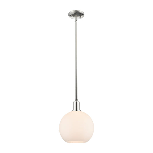 Innovations Athens 10in 1-Light Mini Pendant | Industrial Polished Nickel Steel and Matte White Glass | Kitchen Island & Dining | Model 716-1S-PN-G121-10