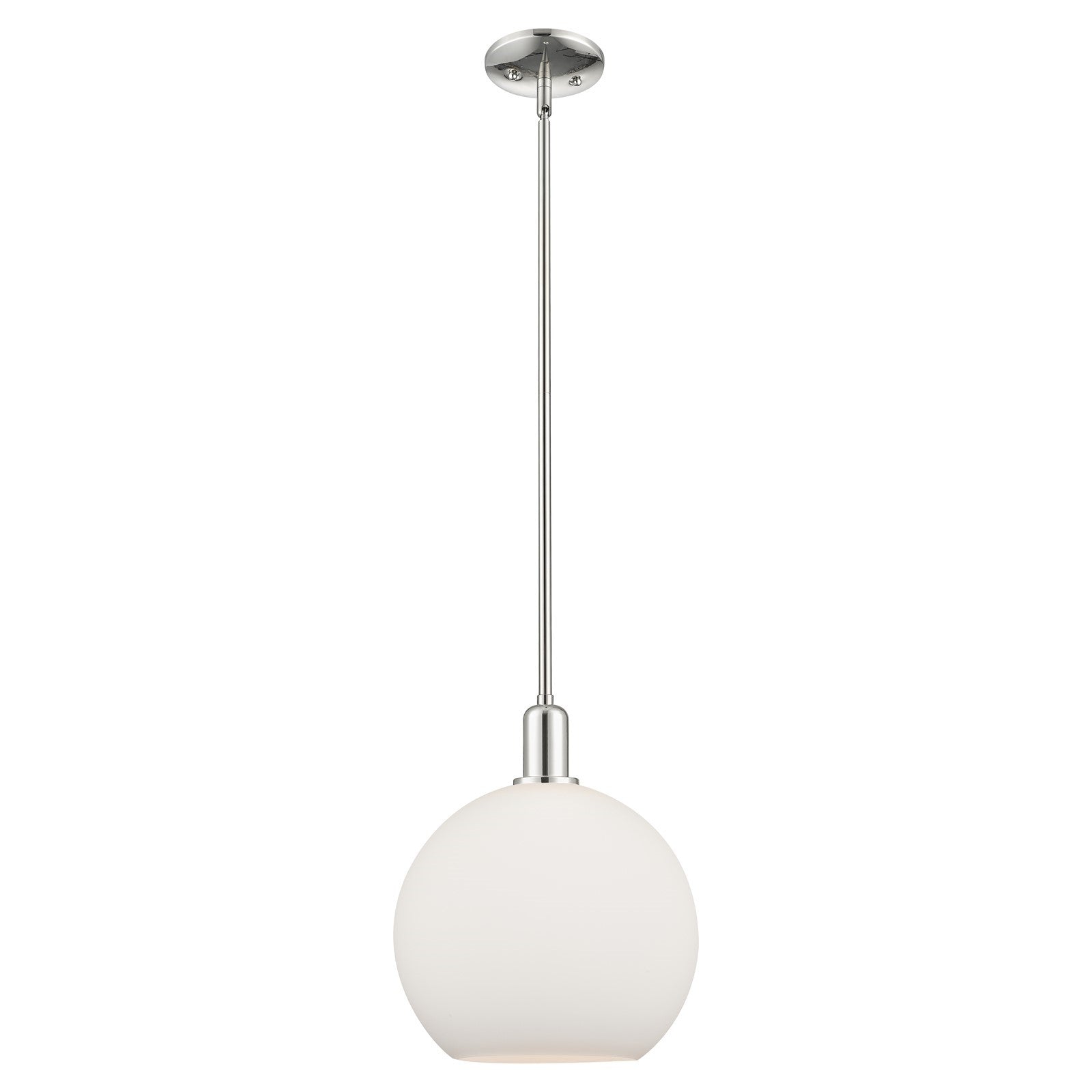 Innovations Athens 12in 1-Light Mini Pendant | Industrial Polished Nickel and Matte White Glass | Kitchen Island & Dining Room | Model 716-1S-PN-G121-12