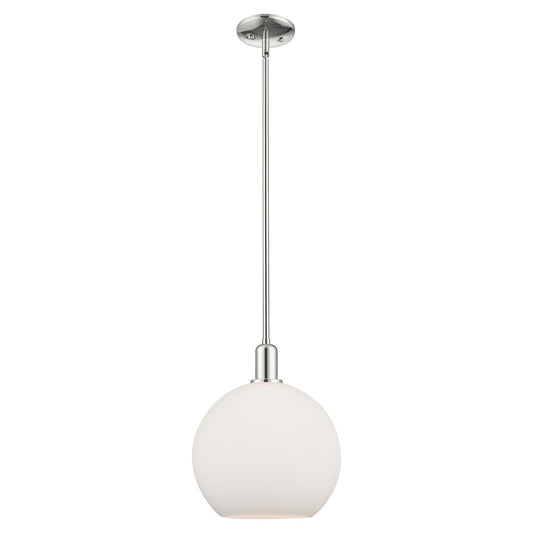 Innovations Athens 12in 1-Light Mini Pendant | Industrial Polished Nickel and Matte White Glass | Kitchen Island & Dining Room | Model 716-1S-PN-G121-12