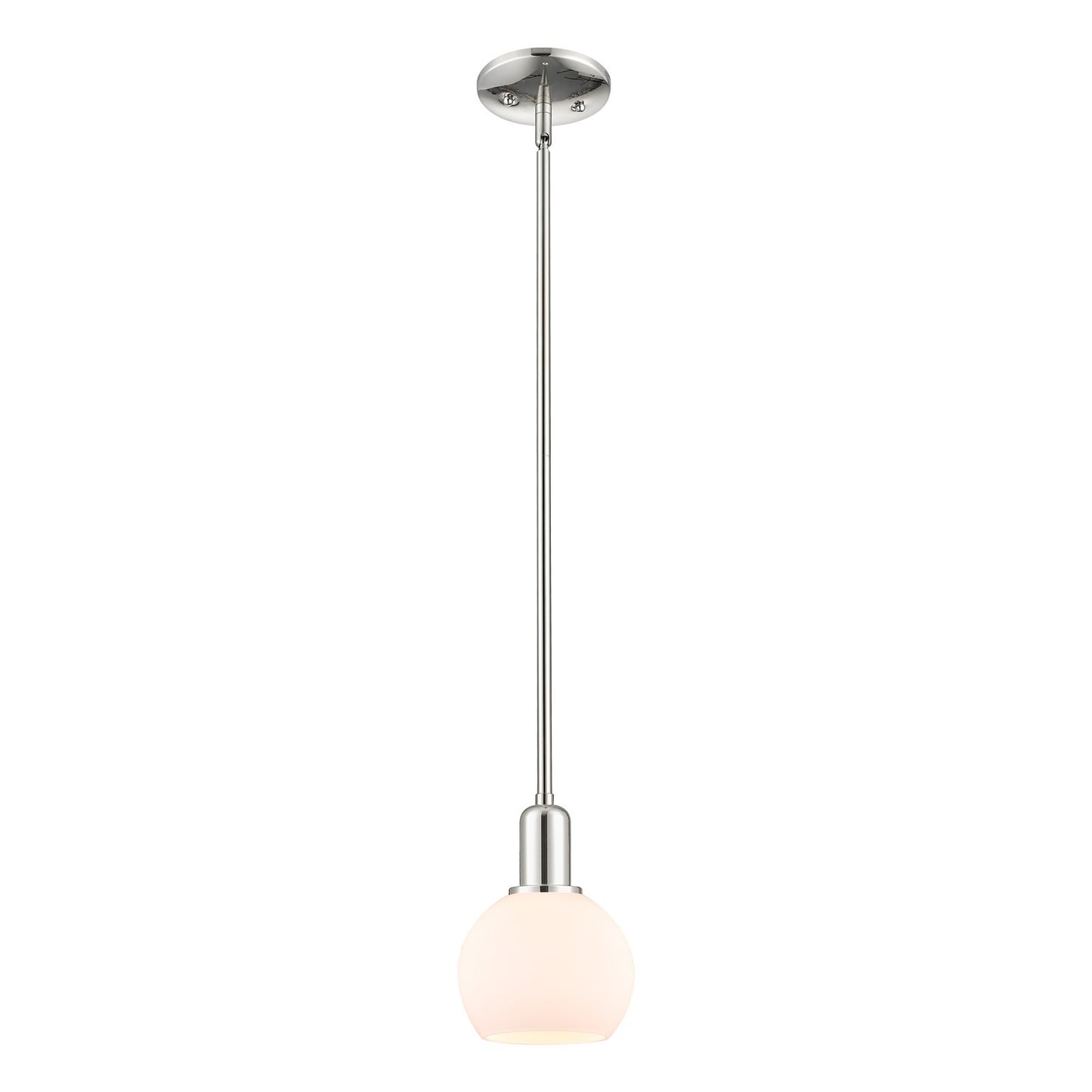 Innovations Athens 6in 1-Light Mini Pendant | Industrial Polished Nickel and Matte White Glass | Kitchen Island & Dining Room | Model 716-1S-PN-G121-6