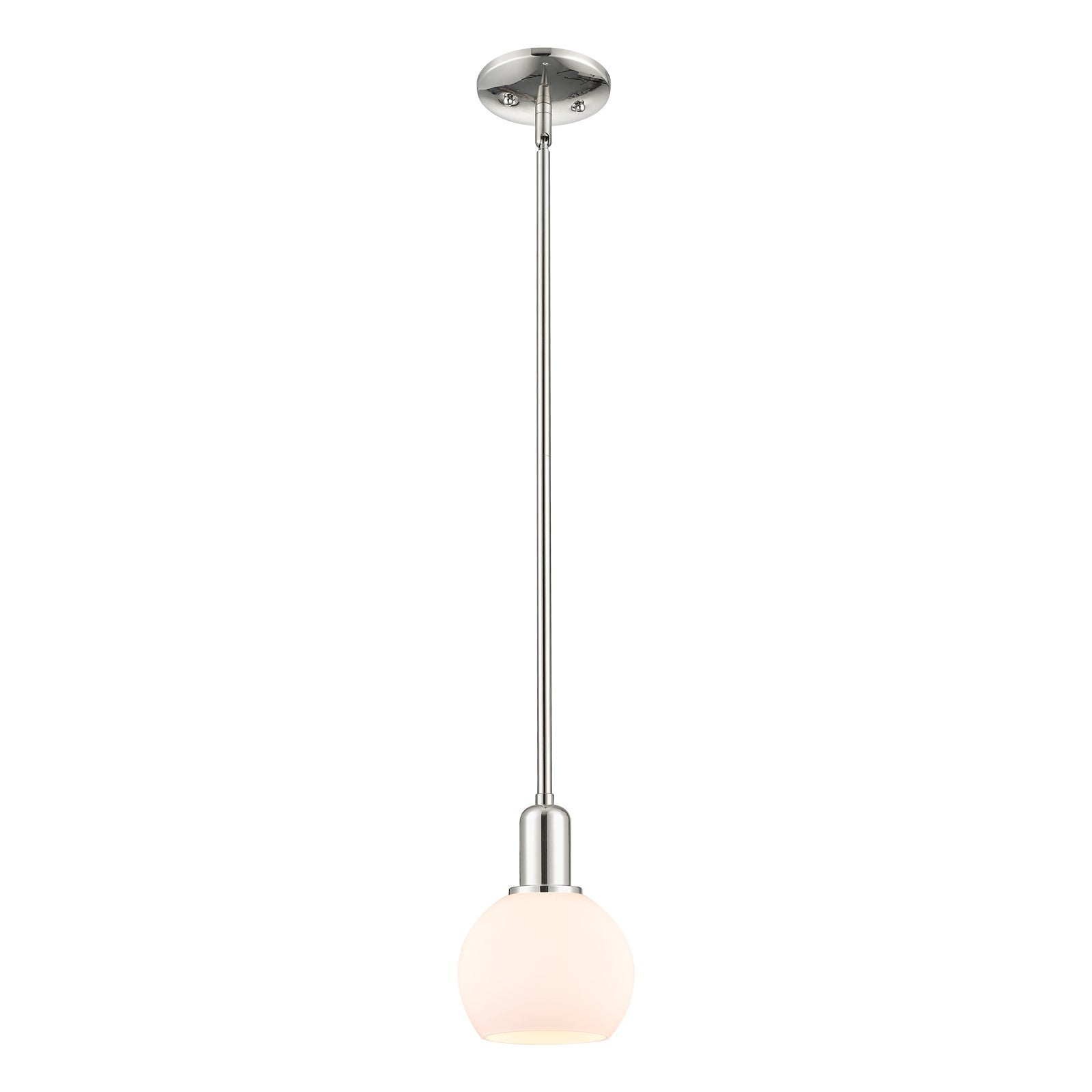 Innovations Athens 6in 1-Light Mini Pendant | Industrial Polished Nickel and Matte White Glass | Kitchen Island & Dining Room | Model 716-1S-PN-G121-6