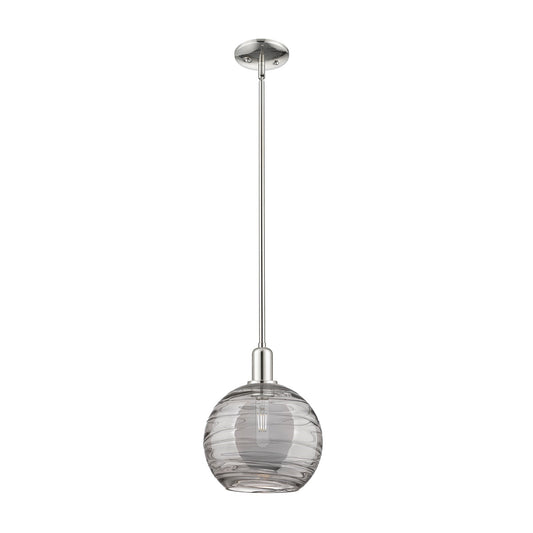 Innovations Athens Deco Swirl 10in 1-Light Mini Pendant | Industrial Modern Polished Nickel and Light Smoke Glass | Kitchen | Model 716-1S-PN-G1213-10SM