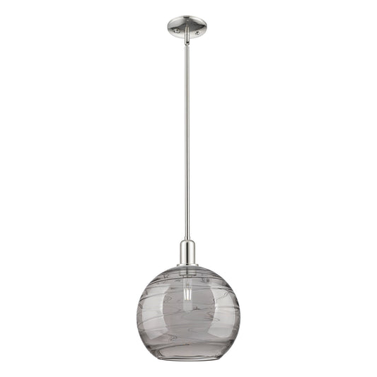 Innovations Athens Deco Swirl 12in 1-Light Mini Pendant | Industrial Polished Nickel and Light Smoke Glass | Kitchen Island & | Model 716-1S-PN-G1213-12SM