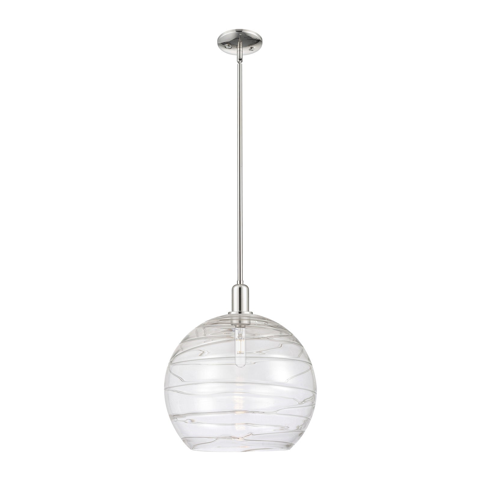 Innovations Athens Deco Swirl 14in 1-Light Mini Pendant | Industrial Polished Nickel Steel and Clear Glass | Kitchen Island & | Model 716-1S-PN-G1213-14CL