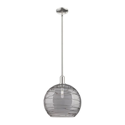 Innovations Athens Deco Swirl 14in 1-Light Mini Pendant | Industrial Polished Nickel and Light Smoke Glass | Kitchen Island | Model 716-1S-PN-G1213-14SM
