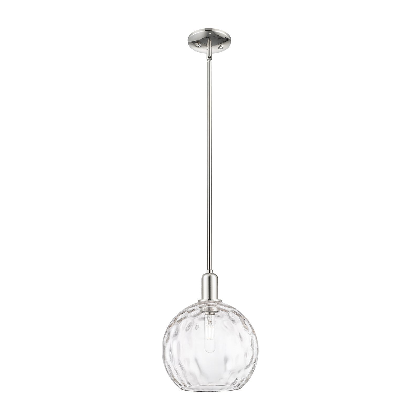 Innovations Athens Water Glass 10in 1-Light Mini Pendant | Industrial Polished Nickel and Clear Glass | Kitchen Island & Dining | Model 716-1S-PN-G1215-10