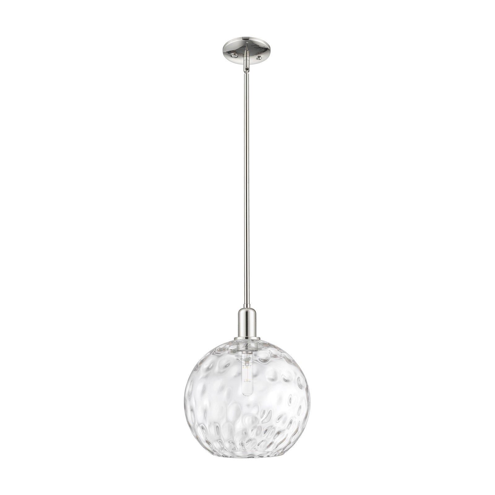 Innovations Athens Water Glass 12in 1-Light Mini Pendant | Industrial Polished Nickel Steel and Clear Glass | Kitchen Island & | Model 716-1S-PN-G1215-12