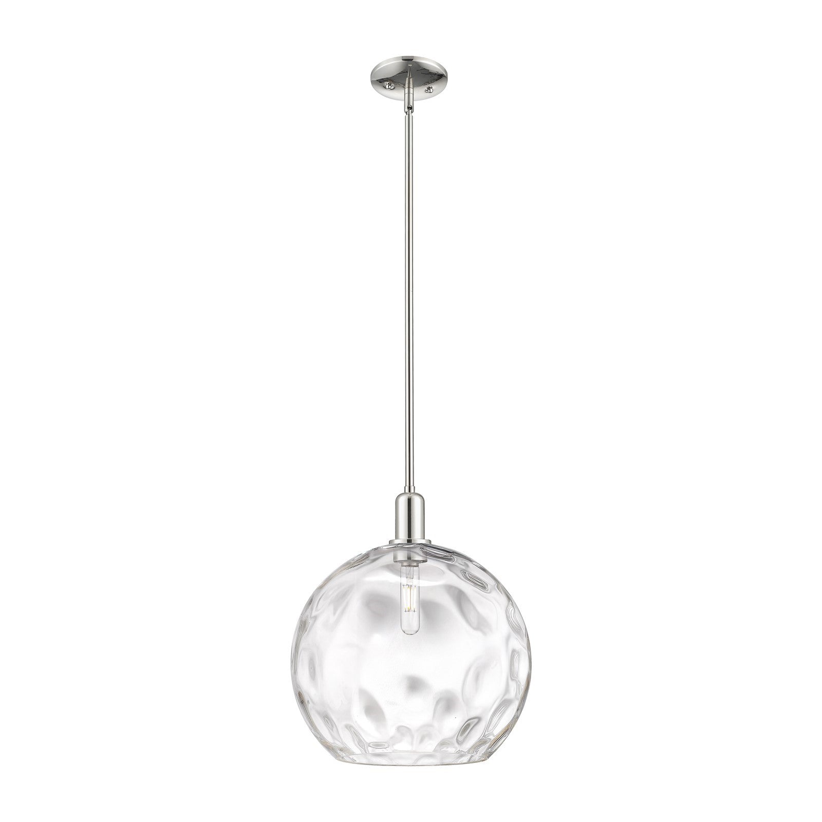Innovations Athens Water Glass 13in 1-Light Mini Pendant | Industrial Polished Nickel and Clear Glass | Kitchen Island & Dining | Model 716-1S-PN-G1215-14
