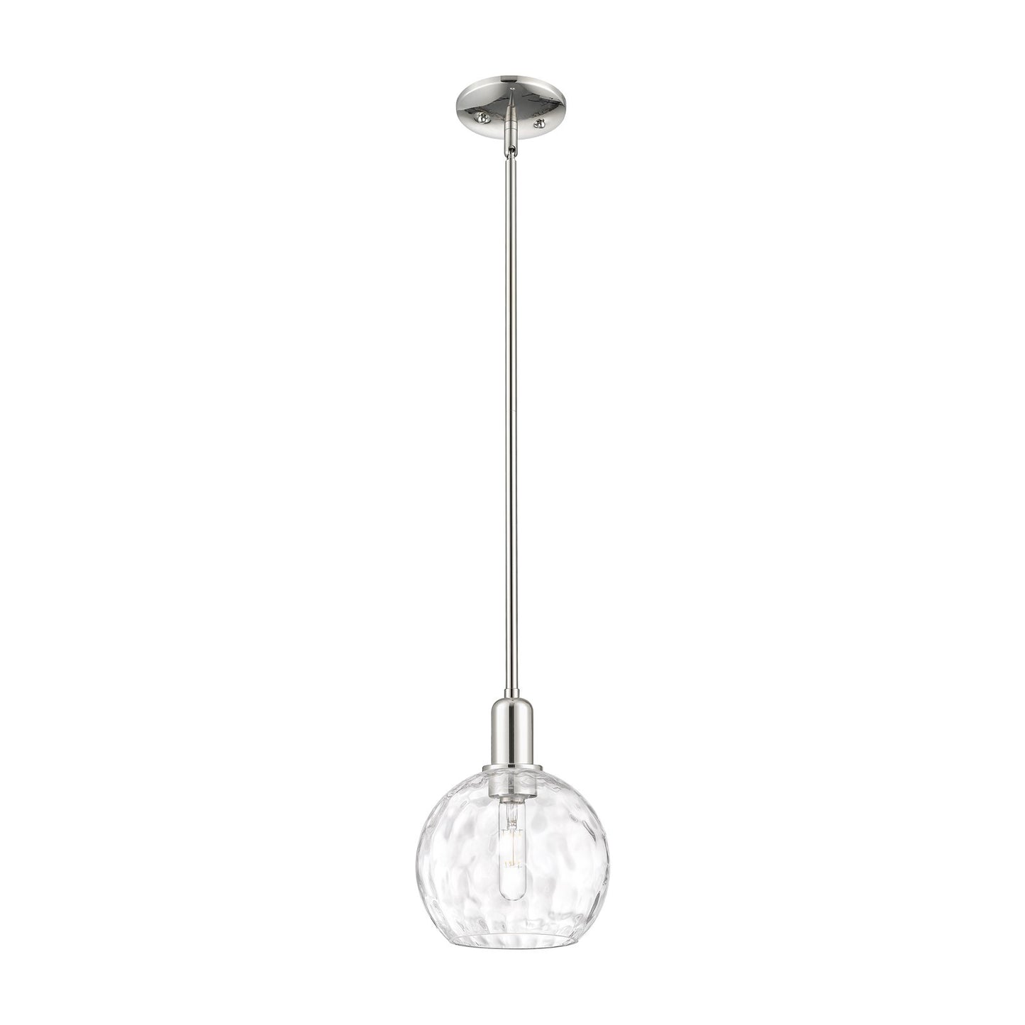 Innovations Athens Water Glass 8in 1-Light Mini Pendant | Industrial Polished Nickel and Clear Glass | Kitchen Island & | Model 716-1S-PN-G1215-8